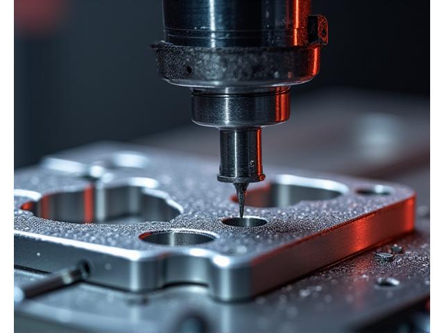 Close-up of a precision CNC machine working on a performance car part
